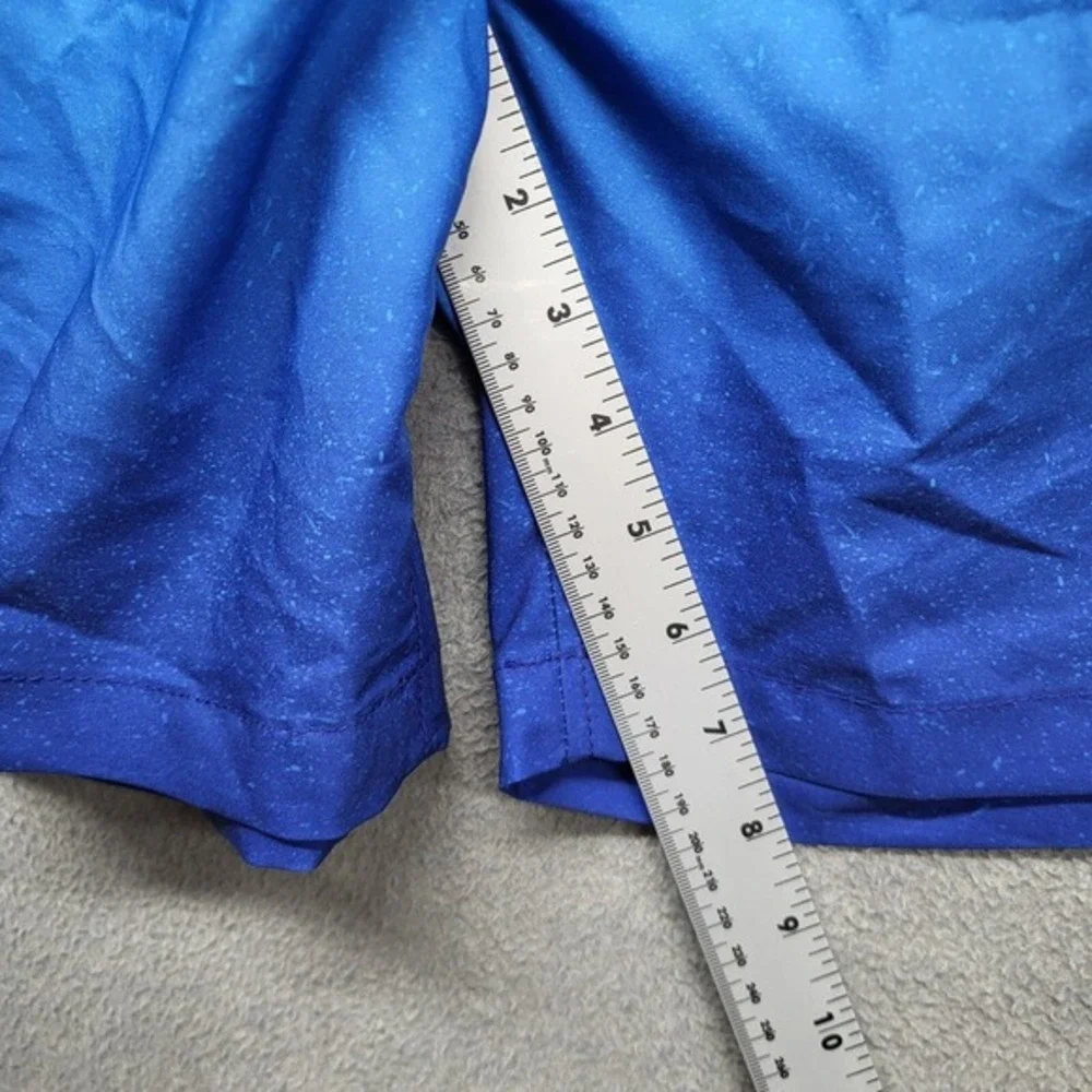 Speedo Men‎ Swimwear Medium Blue Ombre Trunks Logo Drawstring Pocket 7 in Inseam